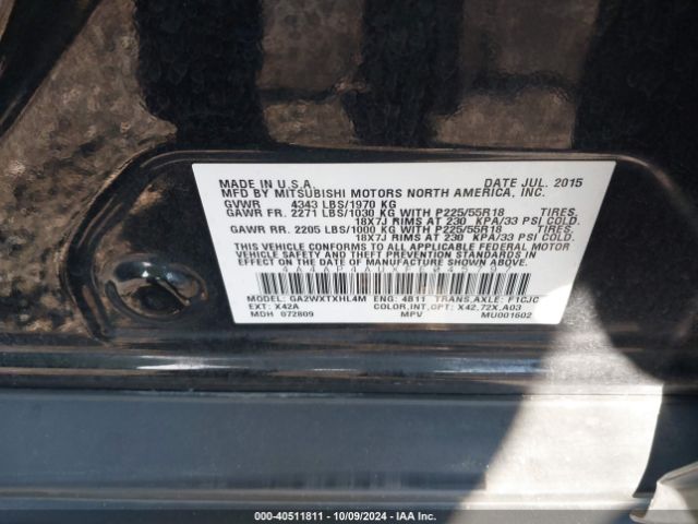 4A4AP4AUXFE045797 Mitsubishi Outlander Sport Se