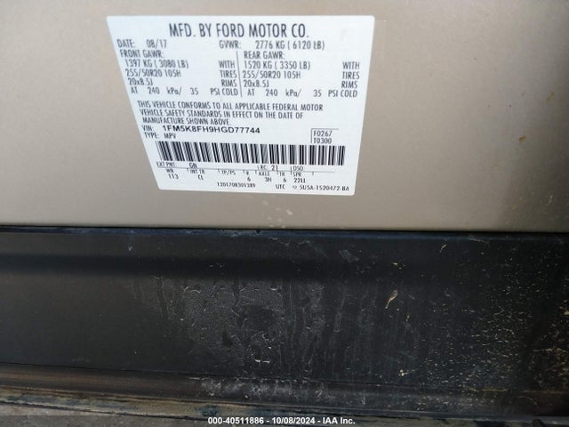 1FM5K8FH9HGD77744 Ford Explorer Limited