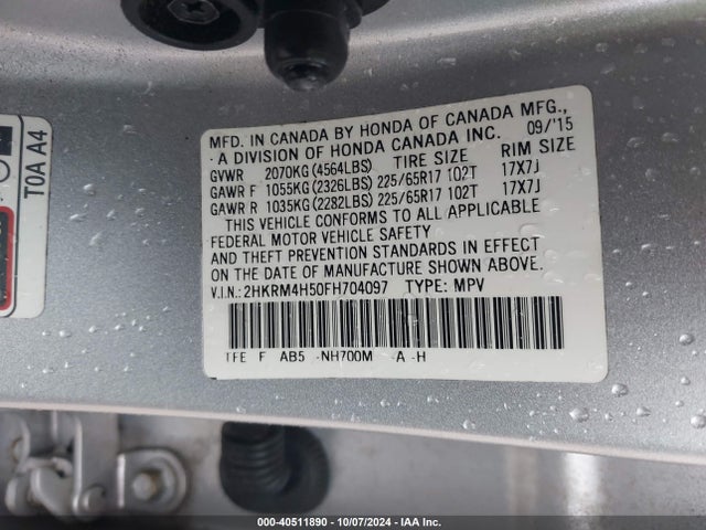 Honda CR-V EX 2015 2HKRM4H50FH704097 Image 9
