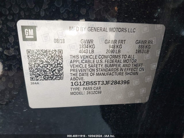 Chevrolet Malibu 1ls 2018 1G1ZB5ST3JF284396 Image 9