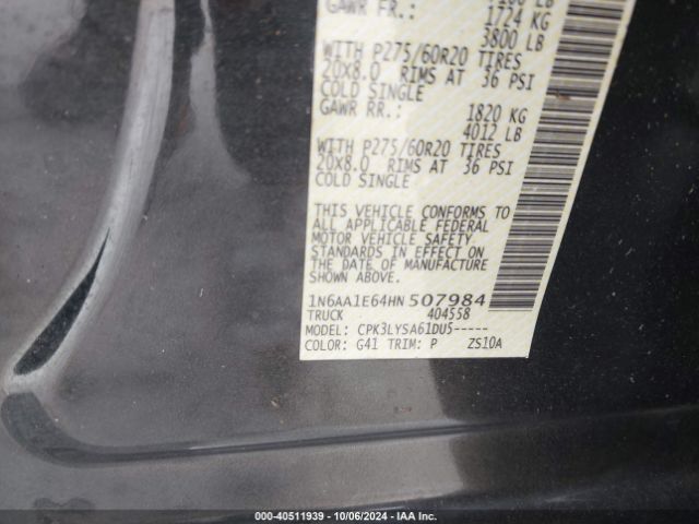 1N6AA1E64HN507984 Nissan Titan Platinum Reserve