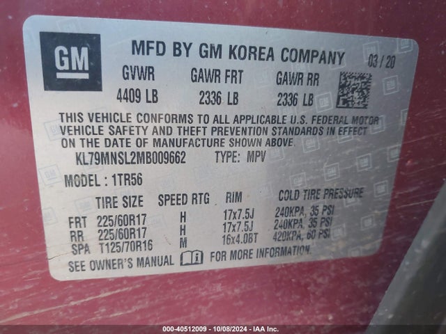 Chevrolet Trailblazer Awd Ls 2021 KL79MNSL2MB009662 Image 9