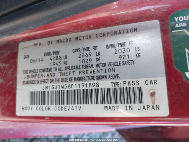JM1GJ1W58F1191898 Mazda MAZDA6