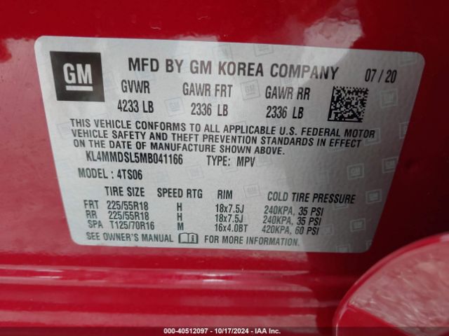 KL4MMDSL5MB041166 Buick Encore Gx Fwd Select