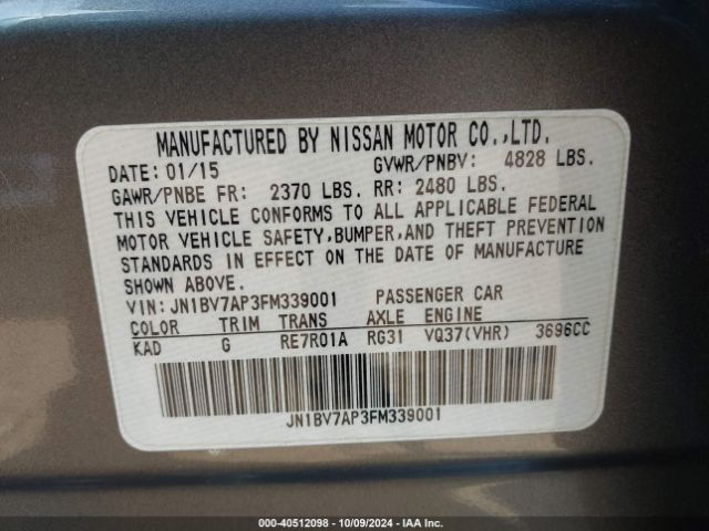 JN1BV7AP3FM339001 Infiniti Q50 Premium/sport