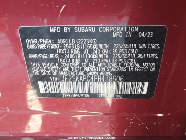 JF2SKAPC4PH478606 Subaru Forester Limited
