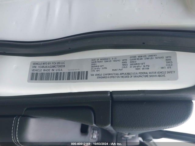 1C4RJEAG3MC739235 Jeep Grand Cherokee Freedom 4x2
