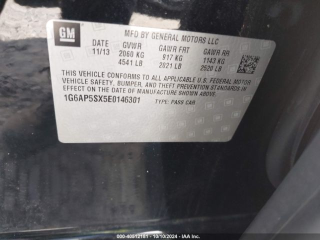 1G6AP5SX5E0146301 Cadillac Cts Standard