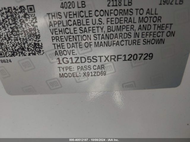 1G1ZD5STXRF120729 Chevrolet Malibu Fwd 1lt
