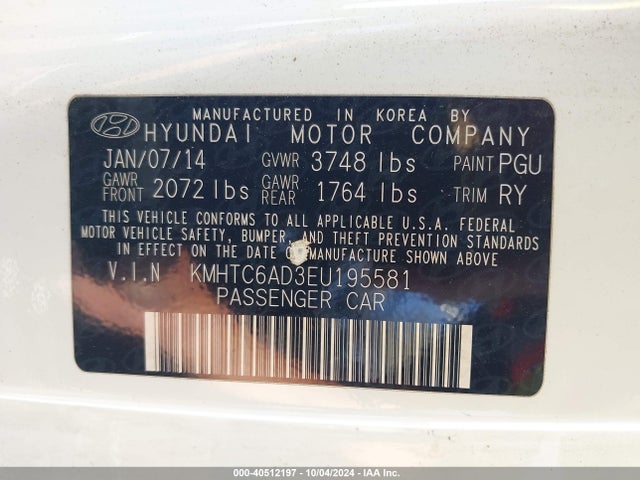Hyundai Veloster Base W/gray 2014 KMHTC6AD3EU195581 Image 9