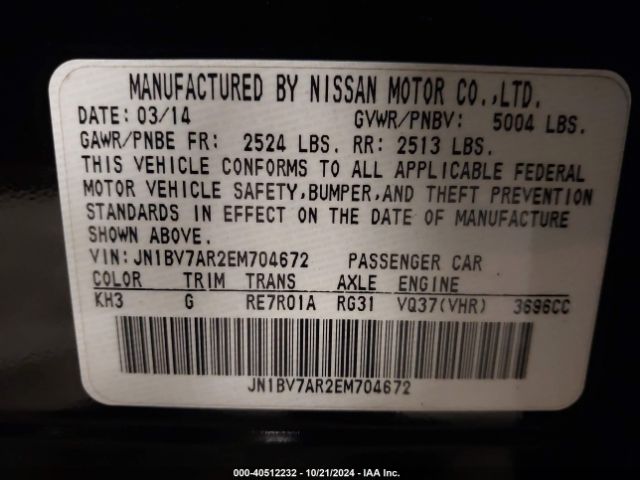 JN1BV7AR2EM704672 Infiniti Q50 SPORT