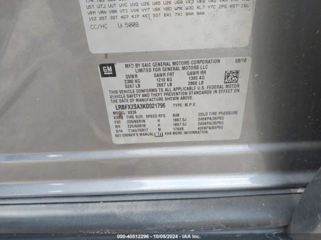 LRBFX2SA3KD021796 Buick Envision Awd Essence