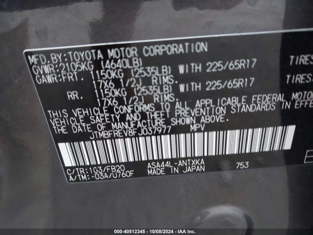 Toyota RAV4 LE 2015 JTMBFREV8FJ037977 Image 9