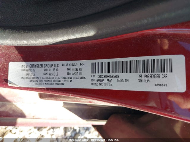 Chrysler 200 S 2015 1C3CCCBB2FN585393 Image 9