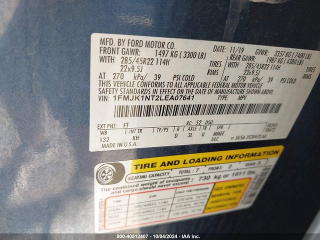 Ford Expedition King Ranch Max 2020 1FMJK1NT2LEA07641 Image 9