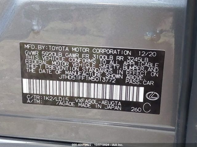JTHD51FF1M5013772 Lexus Ls 500