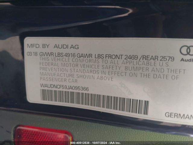 2018 AUDI A5 WAUDNCF59JA095366 Photo 8