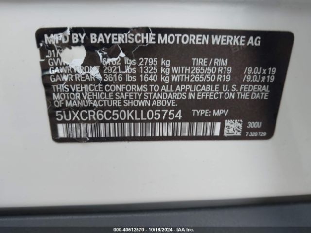 5UXCR6C50KLL05754 BMW X5 Xdrive40i