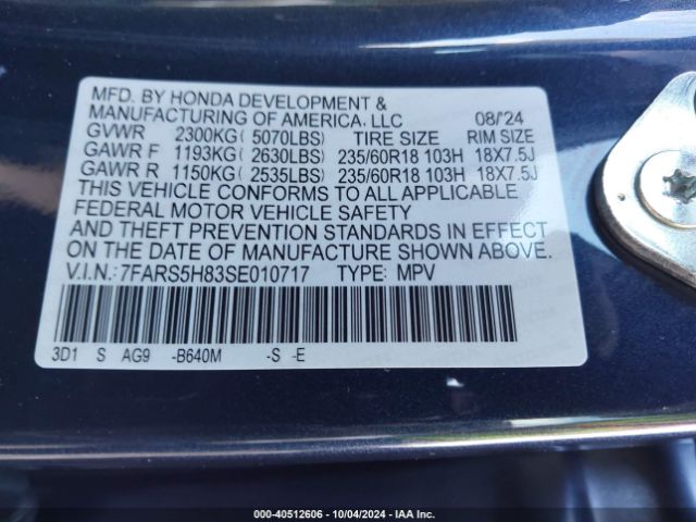 7FARS5H83SE010717 Honda Cr-v Hybrid Sport-l