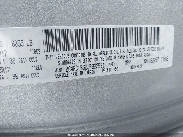 Chrysler Pacifica Touring L 2018 2C4RC1BG9JR322531 Image 9