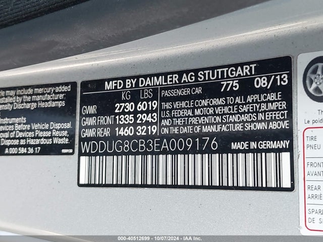 WDDUG8CB3EA009176 Mercedes-Benz S 550