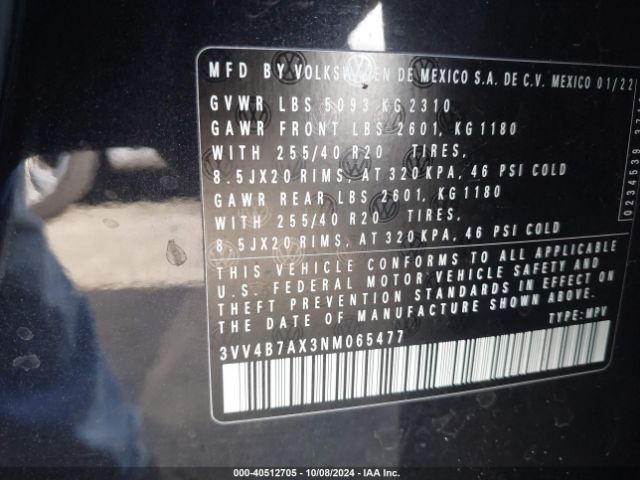 3VV4B7AX3NM065477 Volkswagen Tiguan 2.0t Sel R-line