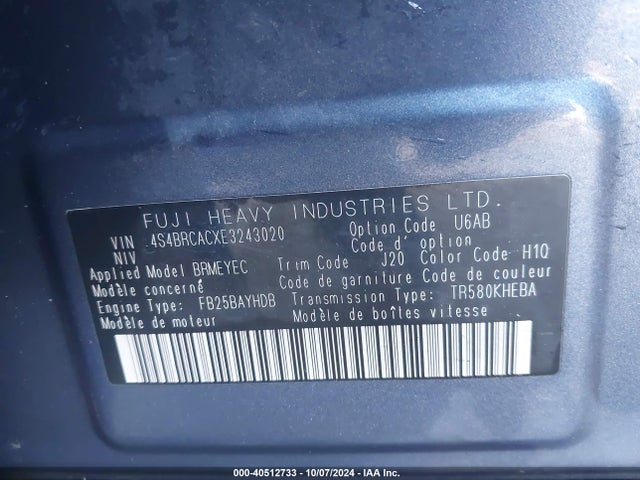 4S4BRCACXE3243020 Subaru Outback 2.5i
