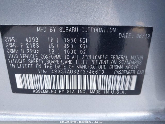 4S3GTAU62K3746610 Subaru Impreza 2.0i Limited
