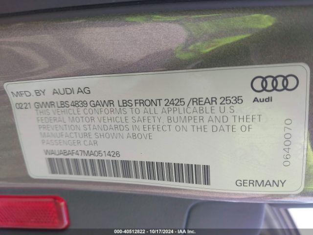 WAUABAF47MA051426 Audi A4 Premium 40 Tfsi Quattro S Tronic