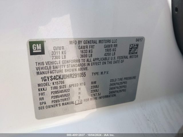 1GYS4CKJ0HR291055 Cadillac Escalade Premium Luxury