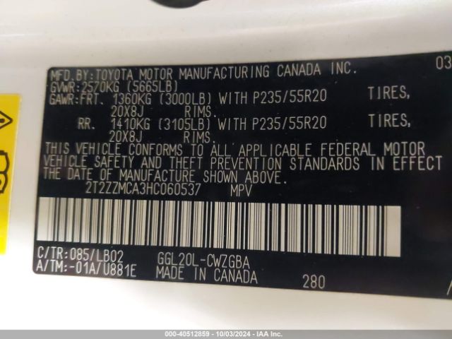 2T2ZZMCA3HC060537 Lexus RX 350