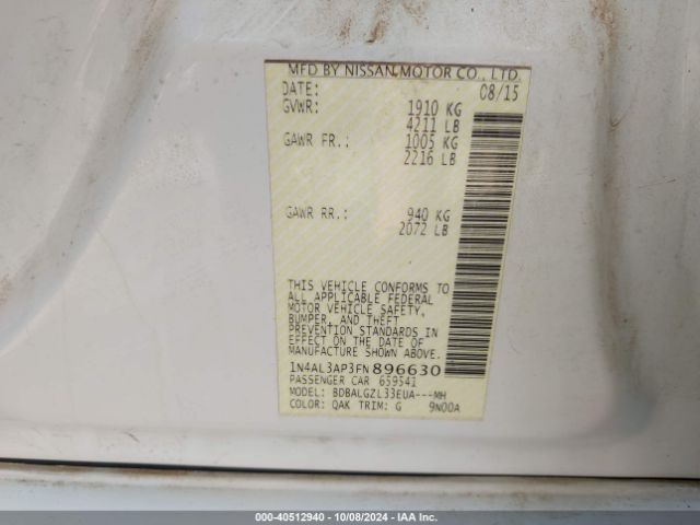 1N4AL3AP3FN896630 Nissan Altima 2.5 S