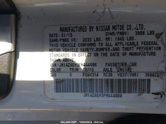 JN1AZ4EH3FM444686 Nissan 370Z