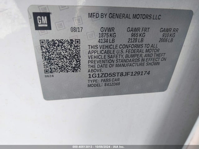 Chevrolet MALIBU LT 2018 1G1ZD5ST8JF129174 Image 9