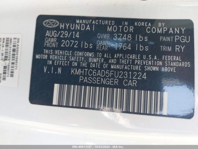 KMHTC6AD5FU231224 Hyundai Veloster