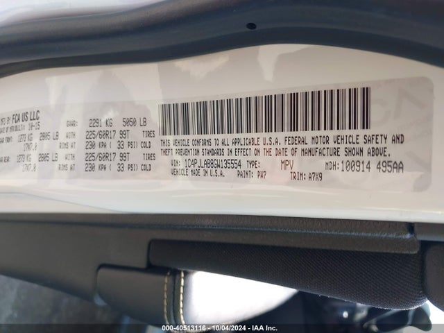 1C4PJLAB8GW135554 Jeep Cherokee Sport