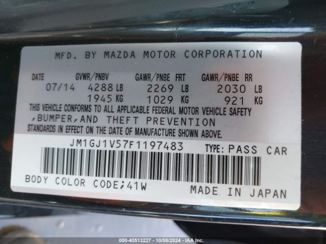 JM1GJ1V57F1197483 Mazda Mazda6 I Touring