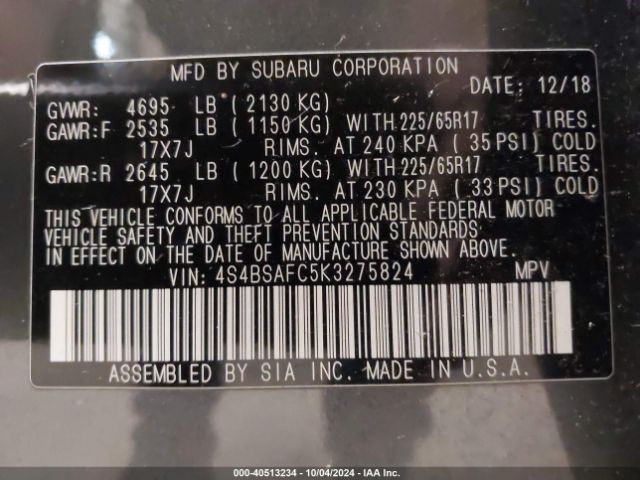 4S4BSAFC5K3275824 Subaru Outback 2.5i Premium