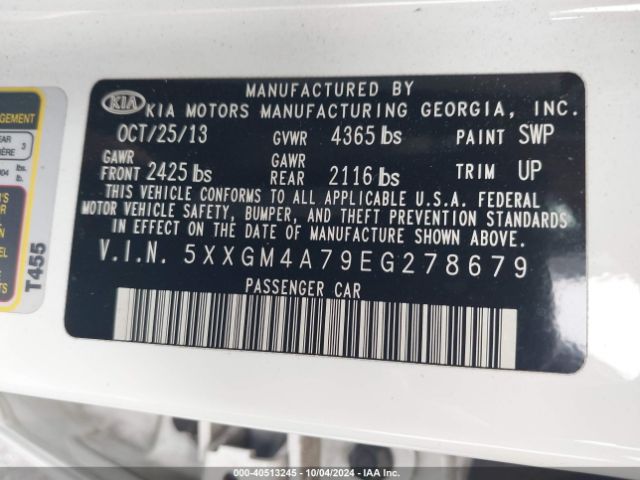 5XXGM4A79EG278679 KIA Optima Lx