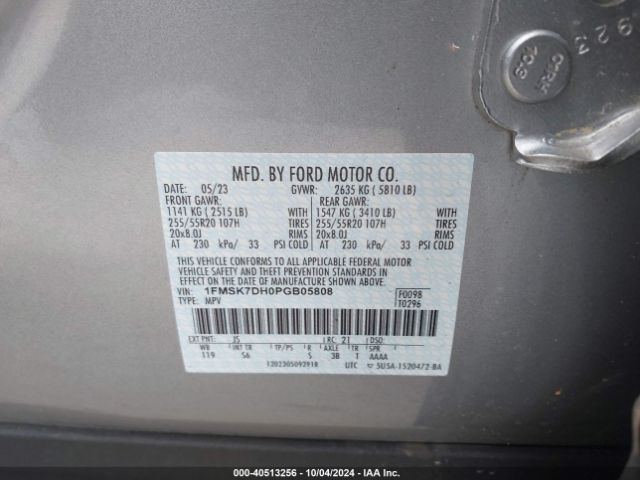 1FMSK7DH0PGB05808 Ford EXPLORER XLT