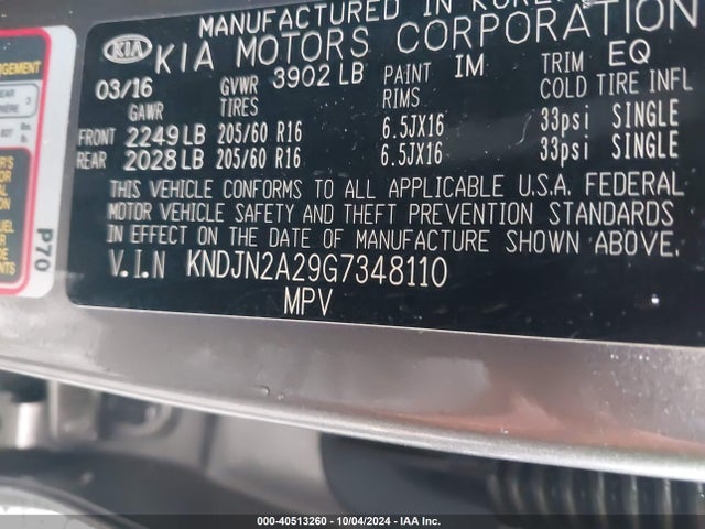 KIA Soul 2016 KNDJN2A29G7348110 Image 9