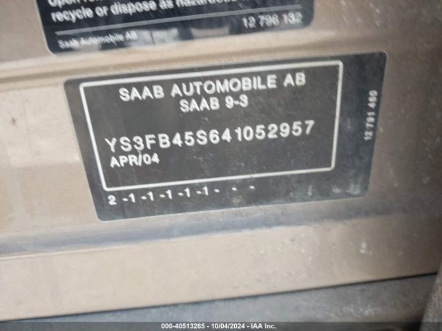2004 SAAB 9-3 YS3FB45S641052957 Photo 8