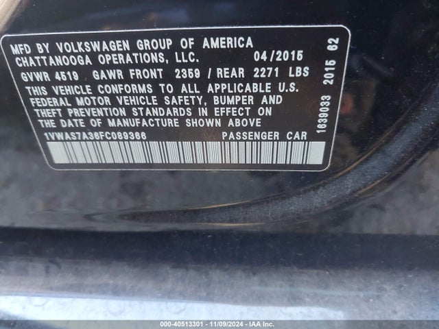 1VWAS7A36FC089366 Volkswagen Passat 1.8t Limited Edition