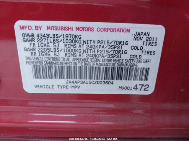 2012 MITSUBISHI OUTLANDER SPORT JA4AP3AU5CZ003604 Photo 8