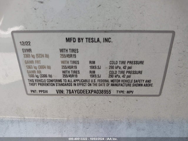 2023 TESLA MODEL Y 7SAYGDEEXPA038955 Photo 8
