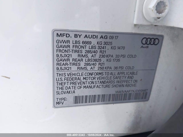 WA1VAAF7XJD013467 Audi Q7 3.0t Premium