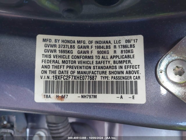 19XFC2F7XHE077687 Honda CIVIC EX
