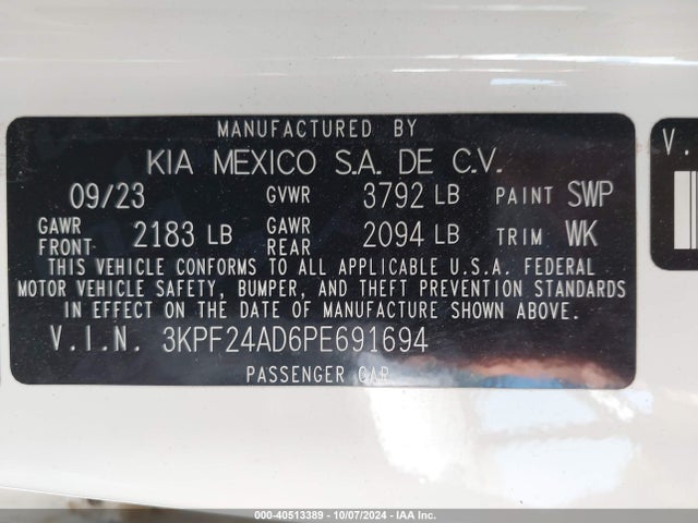 KIA Forte Lxs 2023 3KPF24AD6PE691694 Image 9
