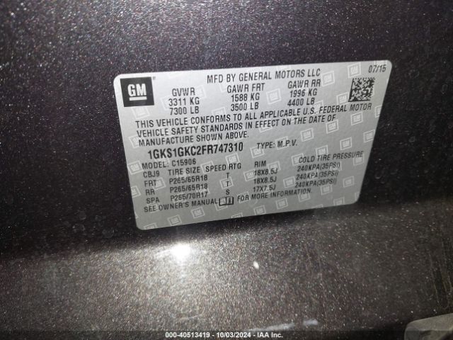 1GKS1GKC2FR747310 GMC Yukon Xl 1500 Sle