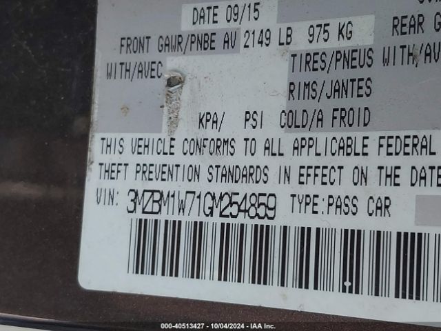 3MZBM1W71GM254859 Mazda Mazda3 I Touring